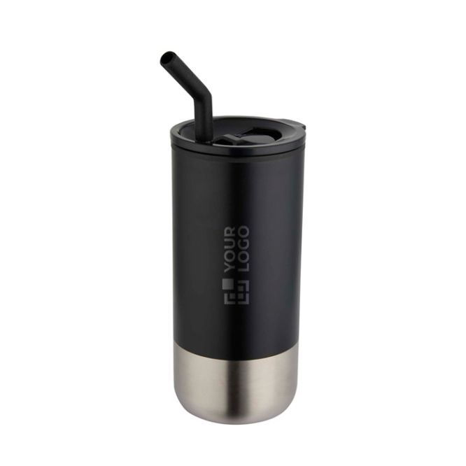 Bicchiere termico con cannuccia in acciaio e puntale in silicone 480ml
