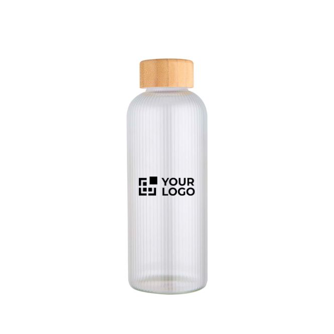 Bottiglia in vetro borosilicato a parete singola con tappo in bambù 650ml