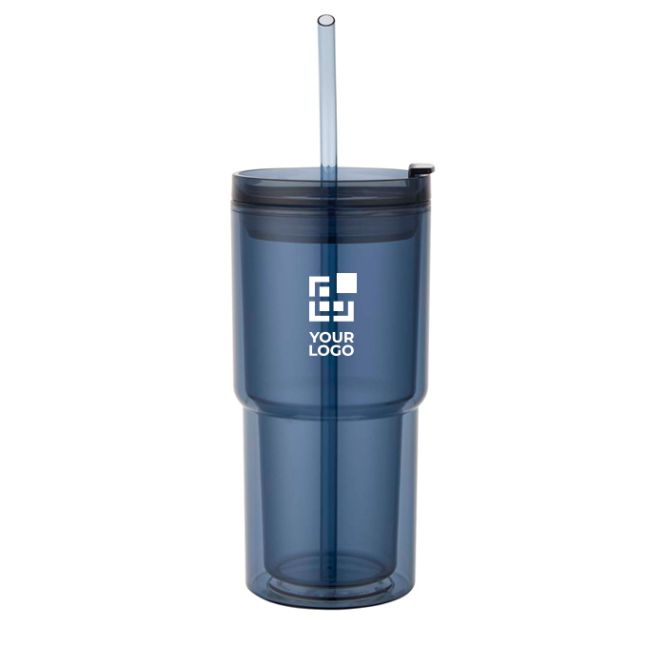 Bicchiere a doppia parete con coperchio girevole e cannuccia integrata 480ml