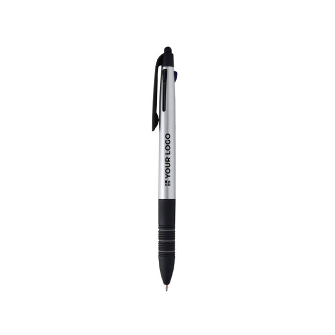 Penna 3 in 1 con stylus e 3 inchiostri con finitura metallica