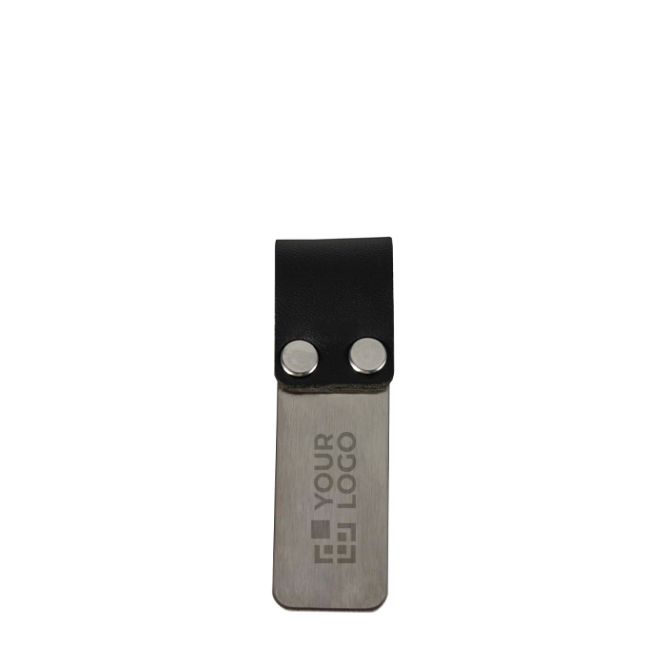 Clip per penna in acciaio inox con custodia in pelle sintetica