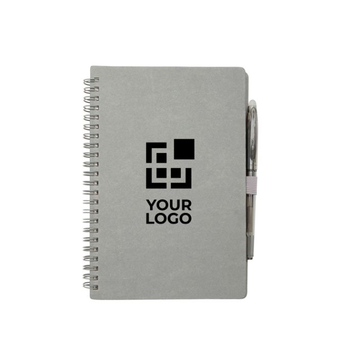 Block notes con copertina rigida riutilizzabile e penna nera