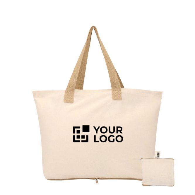 Borsa pieghevole in cotone riciclato con certificazione GRS 7L 140 g/m2