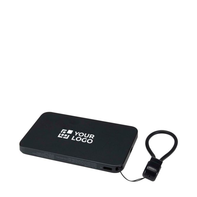Power bank personalizzabile con fissaggio magnetico e cordino 5.000 mAh