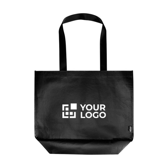 Borsa tote impermeabile in plastica riciclata con fondo largo 30L 150g/m²