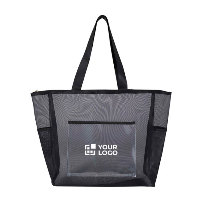 Borsa tote trasparente in rete riciclata con cerniera 23L