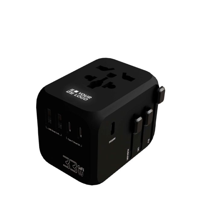 Adattatore da viaggio personalizzabile con ricarica rapida 33W GaN