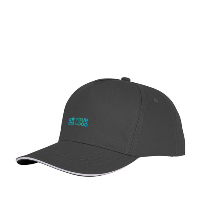 Cappellino sandwich in cotone con 5 pannelli da 175 g/m2