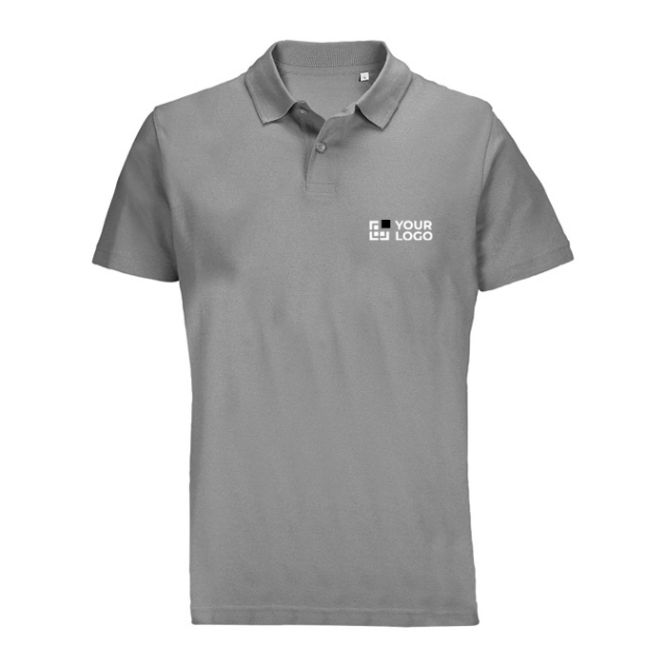 Polo unisex in 100% cotone pettinato con collo a costine e 2 bottoni 