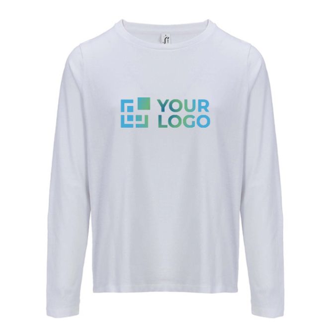 T-shirt in cotone semi-pettinato a maniche lunghe e girocollo 