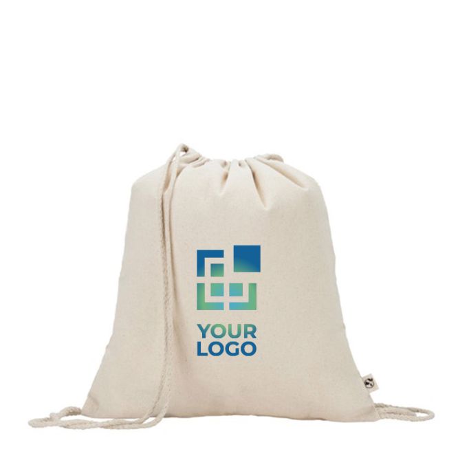 Sacchetto con coulisse in cotone riciclato color naturale 180 g/m2
