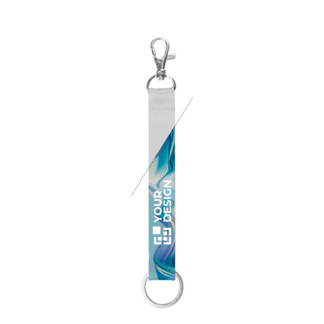 Lanyard corto in poliestere riciclato con anello e moschettone 2 x 1,5cm