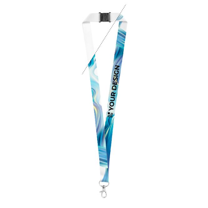 Lanyard in poliestere riciclato con chiusura di sicurezza e moschettone