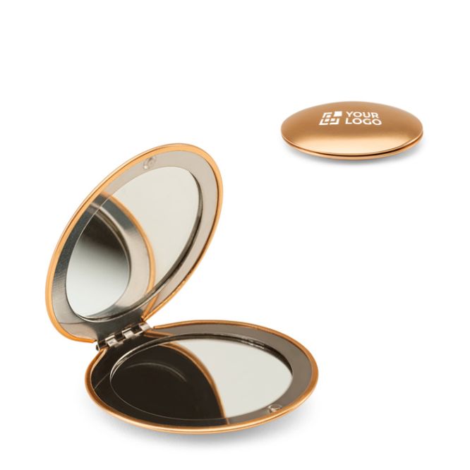 Specchio rotondo in alluminio a doppia faccia con chiusura magnetica