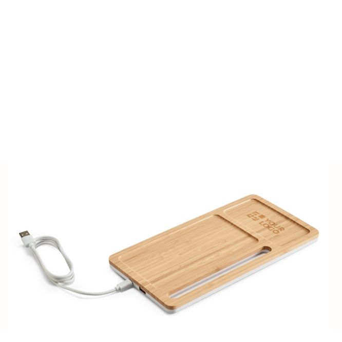Organizer in bambù e ABS con caricatore wireless e supporto 5W