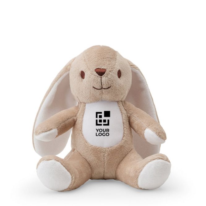 Peluche coniglietto in poliestere con patch personalizzabile