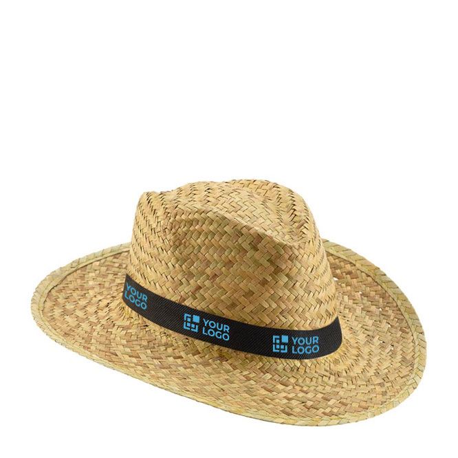Cappello di paglia naturale con nastro decorativo sublimato