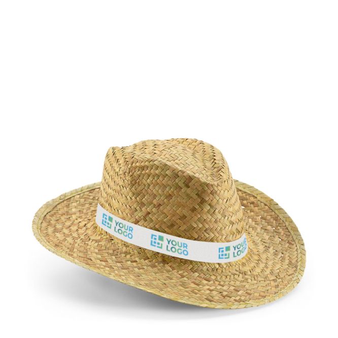 Cappello di paglia naturale con nastro personalizzato sublimato
