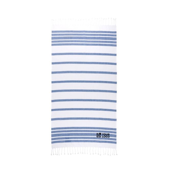 Telo mare in cotone e poliestere a righe con frange 180 g/m2