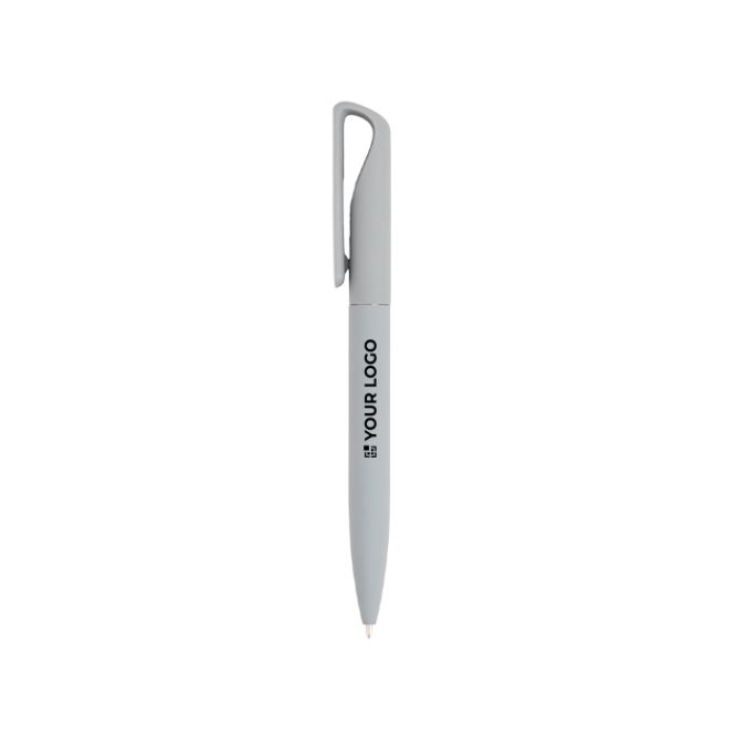 Penna nera con finitura gommata e clip metallico effetto specchio
