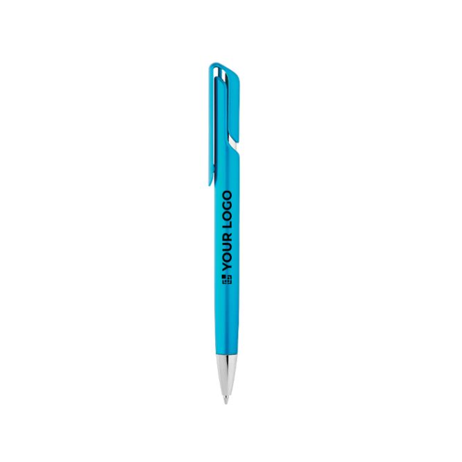 Penna in plastica con clip e finitura metallizzata con inchiostro blu