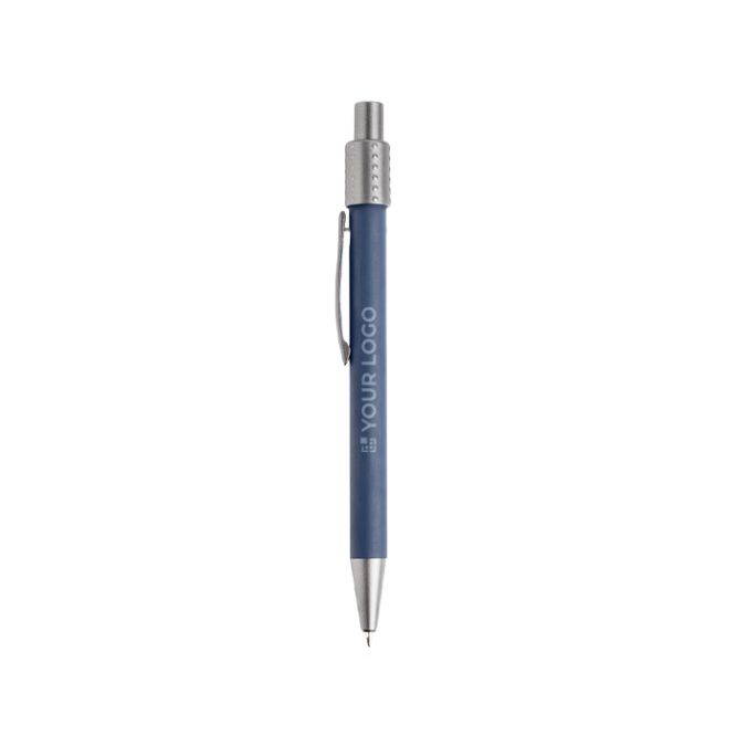 Penna a sfera in alluminio con finitura gommata, spinner e inchiostro blu