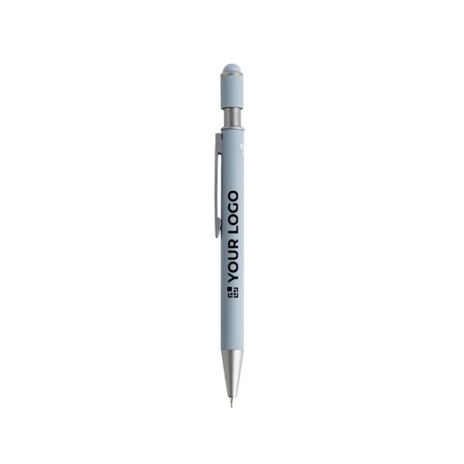 Penna in alluminio riciclato con spinner e puntatore touch, inchiostro blu