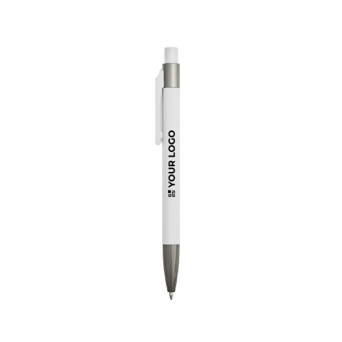 Penna a sfera in alluminio gommato con clip in plastica e inchiostro blu