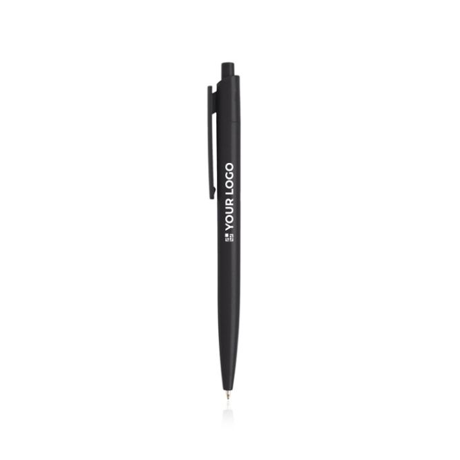 Penna ecologica con corpo monocolore e clip larga con inchiostro blu