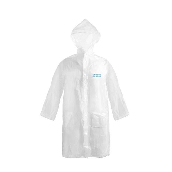 Impermeabile taglia unica con chiusura frontale e cappuccio in PVC