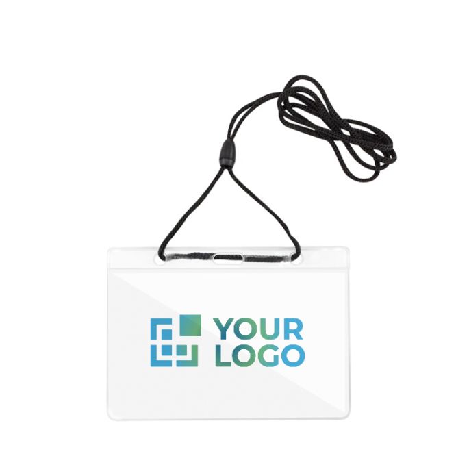Porta badge identificativo con laccetto regolabile 10,3x6,6cm