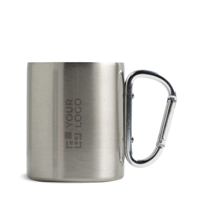 Tazza a doppia parete in acciaio inox riciclato con moschettone 300ml