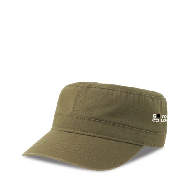 Cappello militare con visiera semicurva in cotone ecologico 280 g/m2