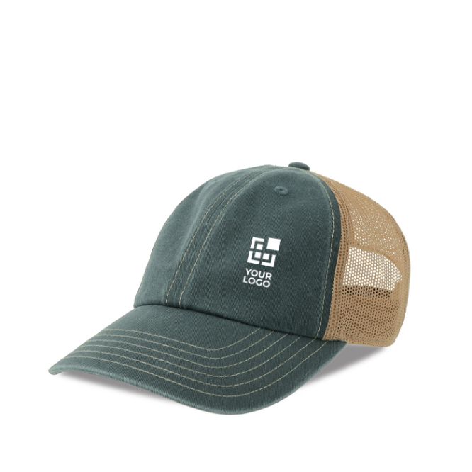 Cappellino trucker a 6 pannelli con rete traspirante e chiusura in velcro