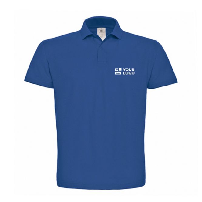 Polo da uomo con 2 bottoni abbinati in cotone piqué da 180 g/m2 B&C vista area di stampa