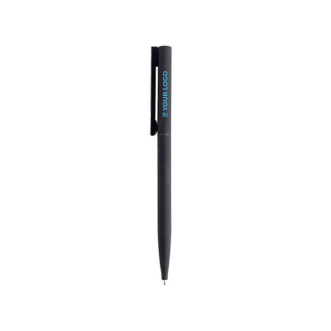 Penna elegante e sottile in ottone e acciaio inox con inchiostro blu