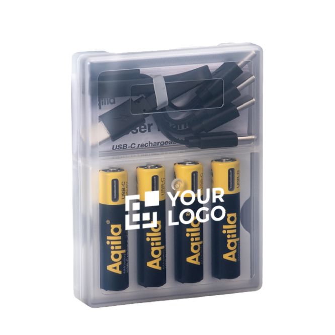 Confezione da 4 pile AAA ricaricabili con connessione USB-C da 600mAh