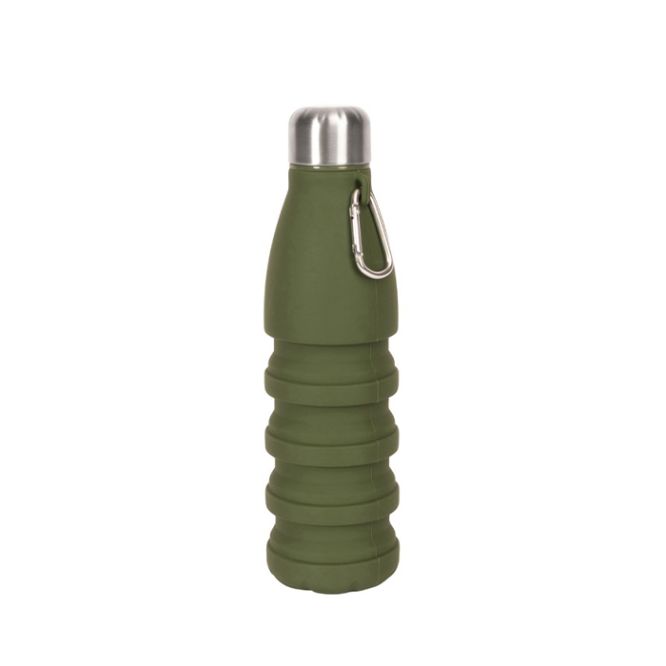 Borraccia pieghevole di silicone senza BPA con moschettone da 550ml