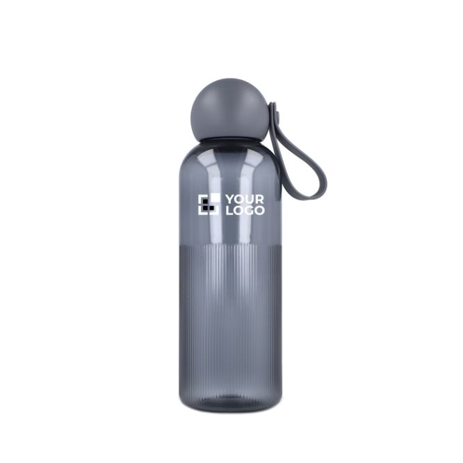 Borraccia di plastica monocromatica con tappo tondo e manico 600 ml