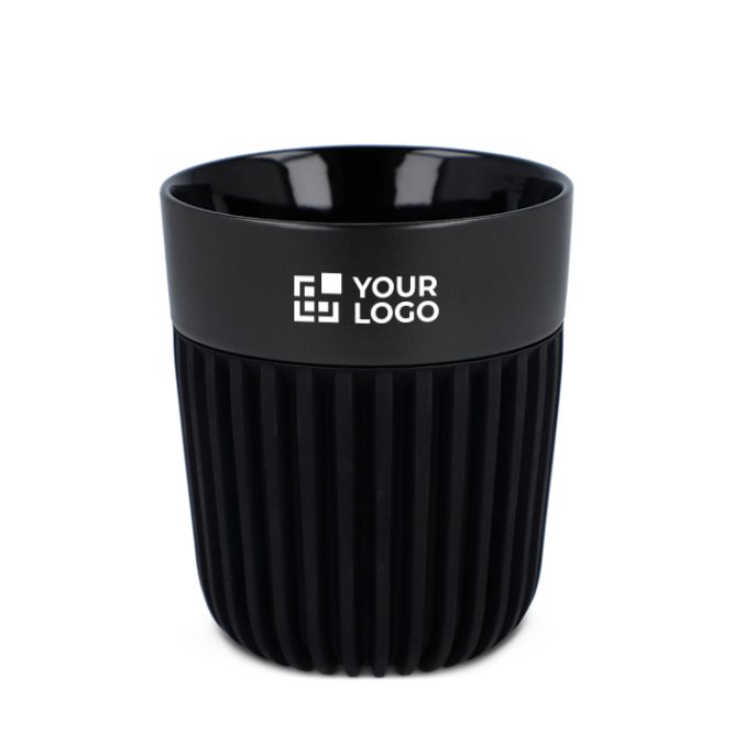 Tazza prodotta in Europa con fascia in silicone nera 280 ml