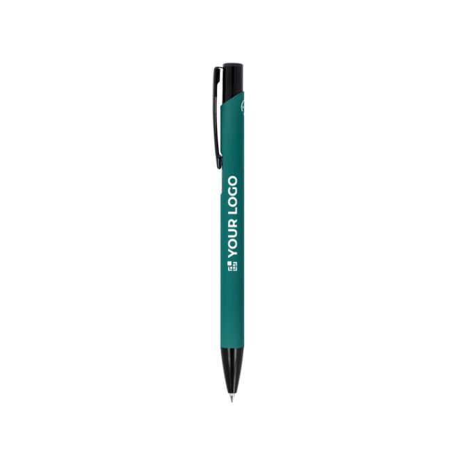 Penna in alluminio riciclato con clip nero e inchiostro blu