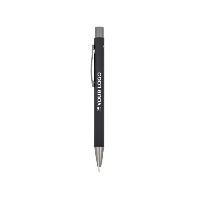 Penna in alluminio riciclato soft-touch con inchiostro blu