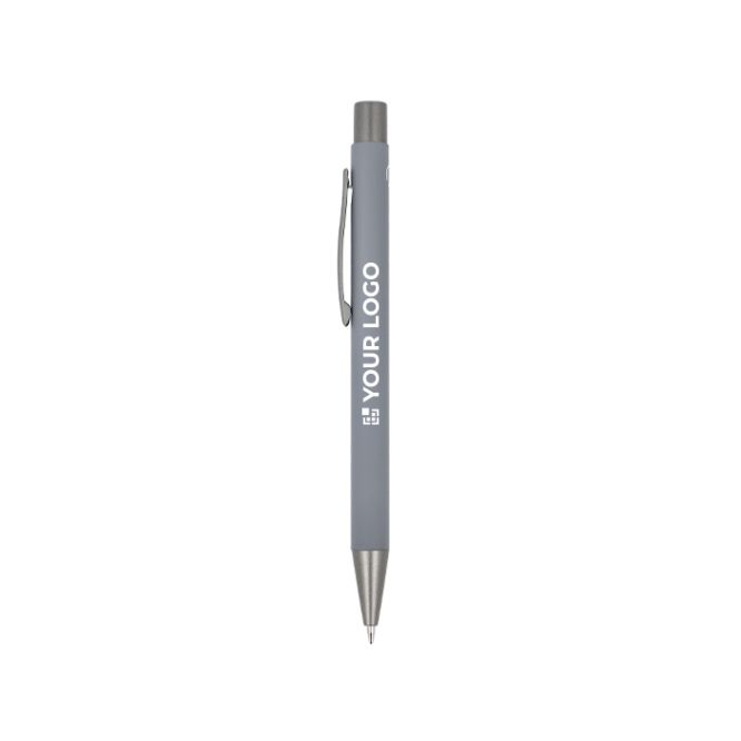 Penna a sfera in alluminio soft touch, corpo sottile e inchiostro nero