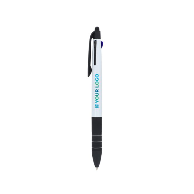 Penna a sfera 3 colori con puntatore touch e impugnatura morbida