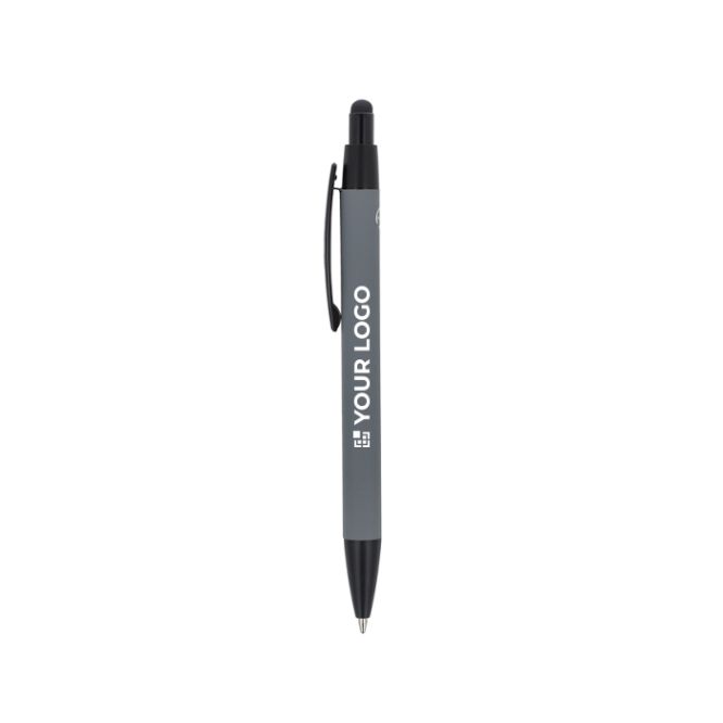 Penna in alluminio riciclato soft-touch con inchiostro blu
