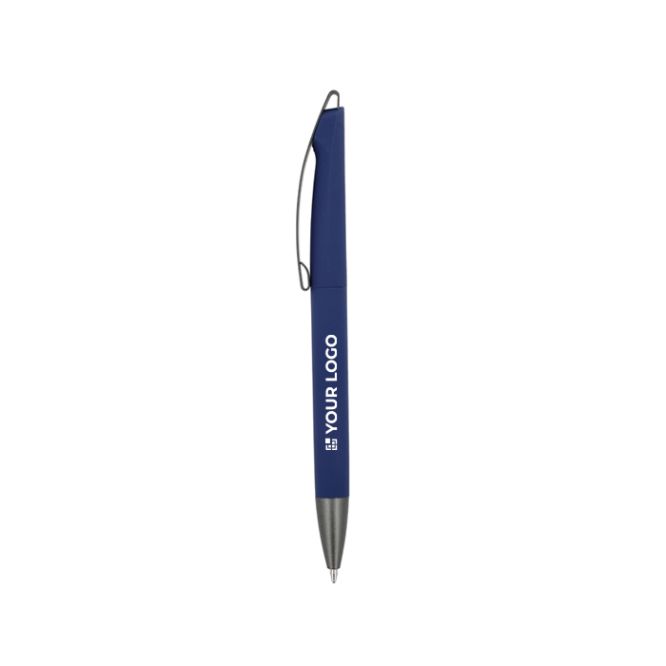 Penna a scatto in plastica con finitura soft touch e inchiostro blu