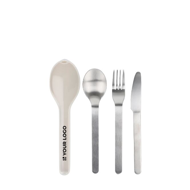 Set di 3 posate in acciaio inox con custodia in plastica resistente