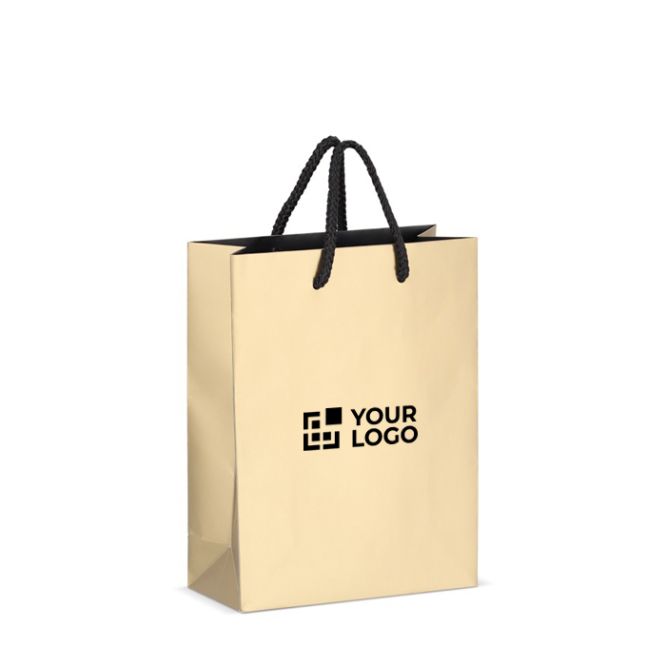 Borsa regalo in carta con manici e interno nero 18x8x24 cm