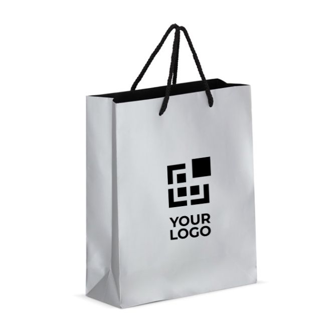 Borsa regalo in carta con manici e interno nero 24x10x30 cm