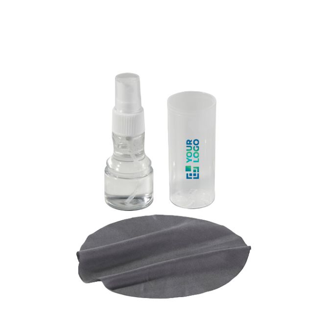 Dispenser in plastica per pulizia schermi con panno in microfibra 30ml